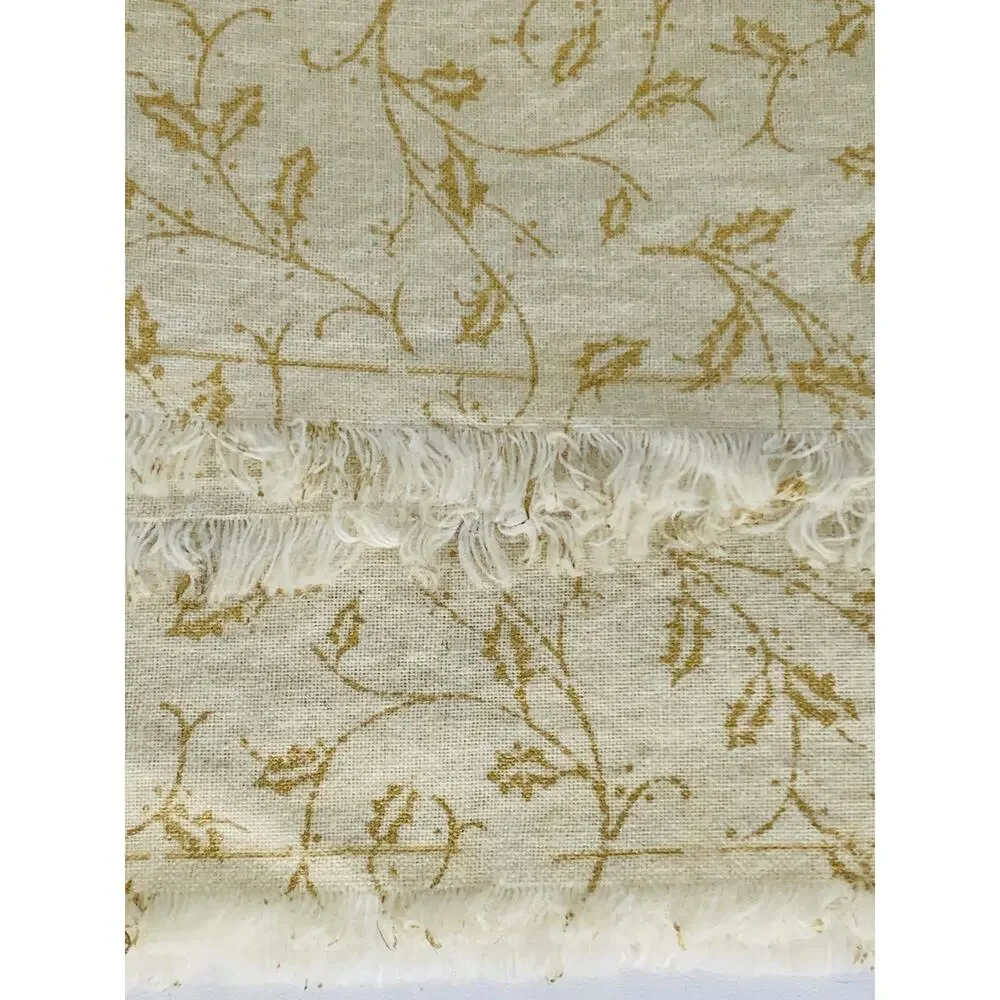 Quilters Cotton Fabric Holly Beige Small Gold Leaves Crafts 1 Yard 45 Inch Wide